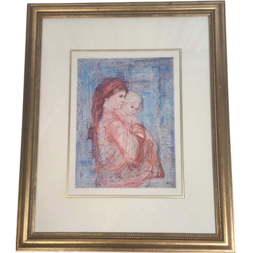 Edna Hibel Eleanor and Child Signed Limited Edition Numbered Print Framed 1975